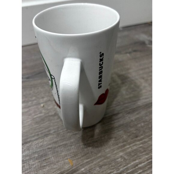 Starbucks Monocle Mustache Man Ceramic Cartoon Lips Print Mug Cup Handle 16oz - Picture 3 of 7